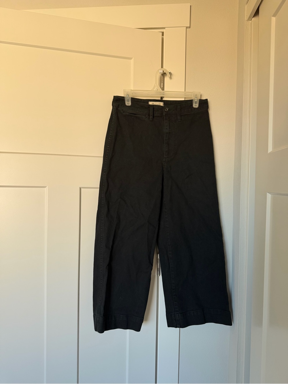 Madewell Emmett Black Wide-Leg Crop Pants